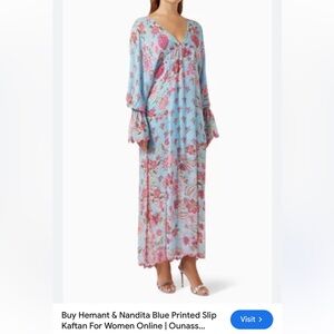 Floral Blue and Pink Kaftan Dress
